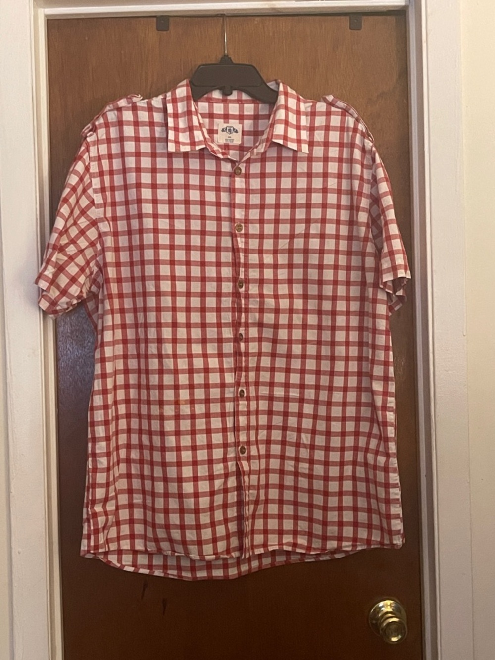 Red & White Gingham Button-Up Shirt - 2XL